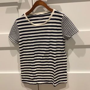 J Crew Vintage Cotton T-shirt Size Small Navy and Ivroy